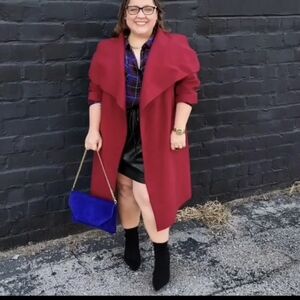 Boohoo Plus burgundy felt jacket coat 20